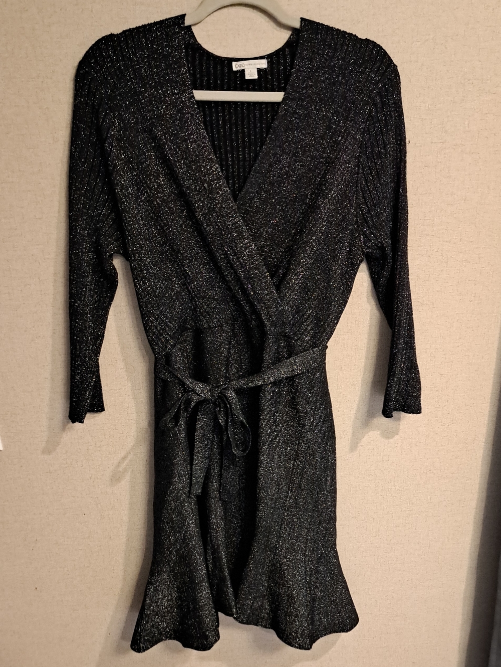 Cato Black Metallic Wrap Robe